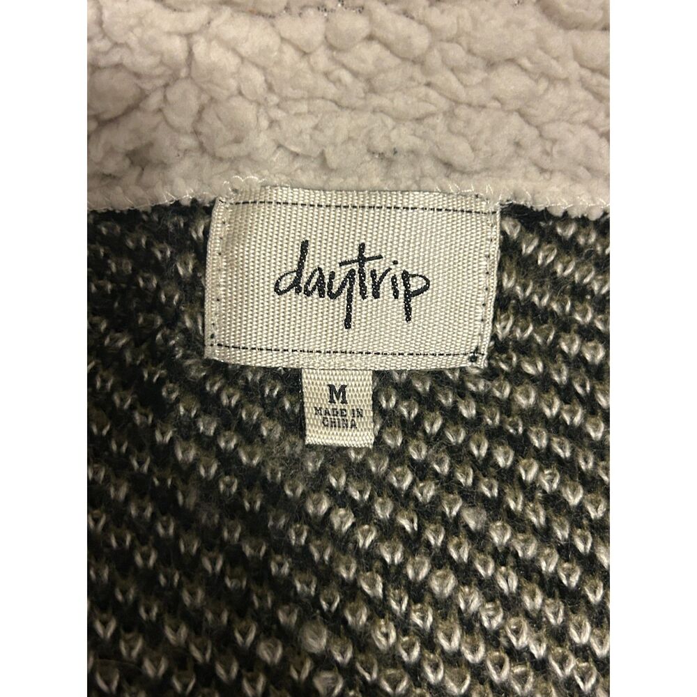 Gorpcore Daytrip Plaid Sherpa Lapel Open Cardigan Sweater Medium
